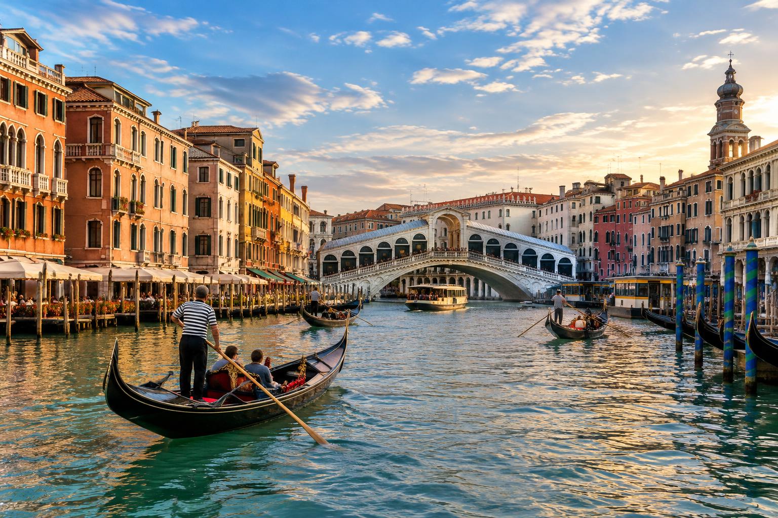 Grande Canal de Veneza ao entardecer